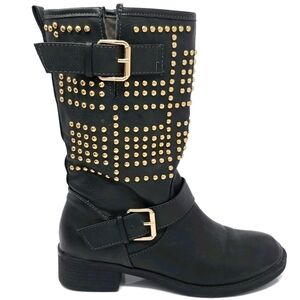JustFAB ABIGAIL Studded Pleather Boots Size 6.5